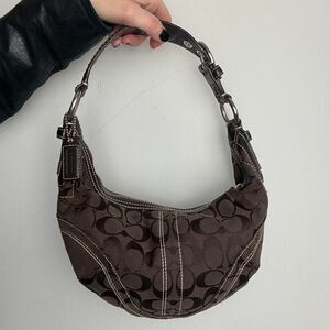 Coach Soho Vintage Y2K Signature Canvas and Leather Mini Hobo Bag